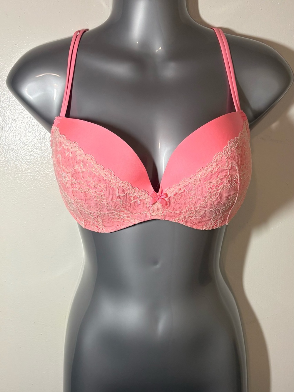 Victoria's Secret Padded Demi Bra Coral Pink “Demi-Busted Coussine” 36D